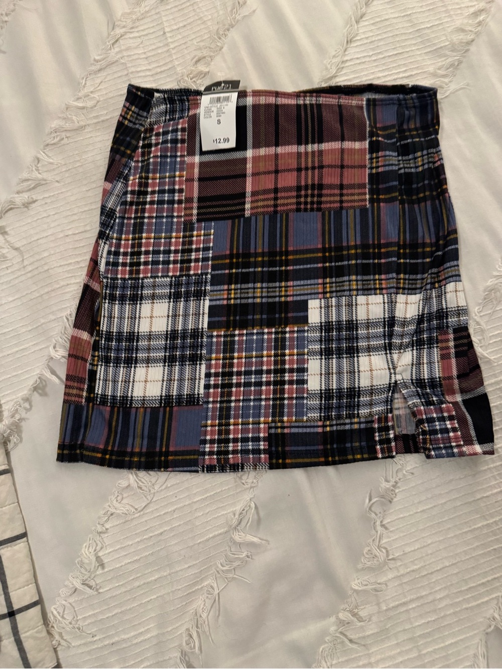 Rue21 Patchwork Plaid Mini Skirt in Pink, Blue, Black & White